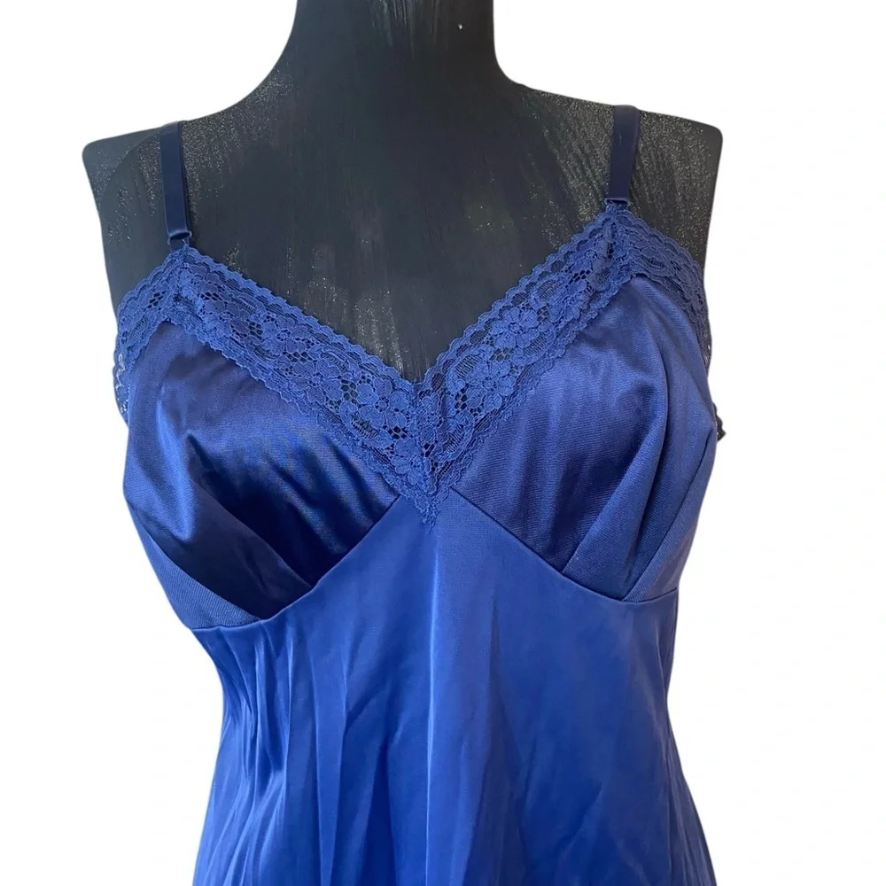 Vintage Blue Nylon Slip Dress - Picture 3 of 11